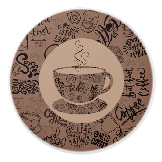 Donkere koffie keramische knop (Voorkant)