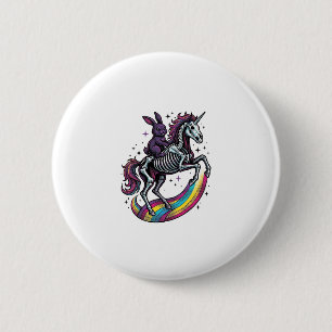 Donkere Konijn Rijdt op Skelet Eenhoorn Vintage Gr Ronde Button 5,7 Cm