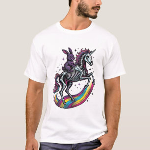 Donkere Konijn Rijdt op Skelet Eenhoorn Vintage Gr T-shirt