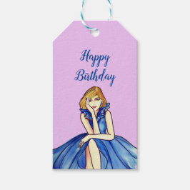 Donkere Koningsblauwe Cocktailjurk Mode-illustrati Cadeaulabel