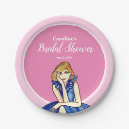 Donkere Koningsblauwe Cocktailjurk Mode-illustrati Papieren Bordje