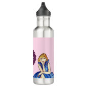 Donkere Koningsblauwe Cocktailjurk Mode-illustrati Waterfles (Rechts)