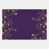 Donkere koninklijk Paars met gouden scroller Inpakpapier Vel (Voorkant 2)