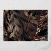 Donkere koper bruin brons botanische bruiloft goud folie uitnodiging (Achterkant)
