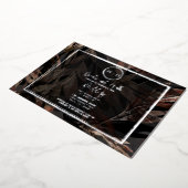 Donkere koper bruin Bronze botanische bruiloft zil Folie Uitnodiging (Gedraaid)