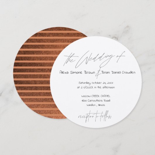 Donkere koperen streep met moderne typografie cirk kaart (Voorkant / Achterkant)