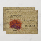 Donkere koraalbladstructuur Bewaar datum Aankondigingskaart (Voorkant / Achterkant)