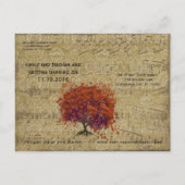 Donkere koraalbladstructuur Bewaar datum Aankondigingskaart (Achterkant)