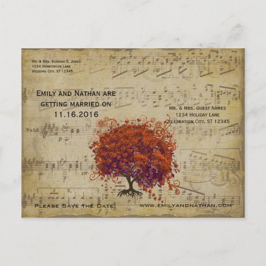 Donkere koraalbladstructuur Bewaar datum Aankondigingskaart (Achterkant)