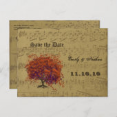 Donkere koraalbladstructuur Bewaar datum Aankondigingskaart (Voorkant / Achterkant)