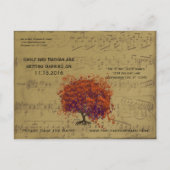 Donkere koraalbladstructuur Bewaar datum Aankondigingskaart (Achterkant)