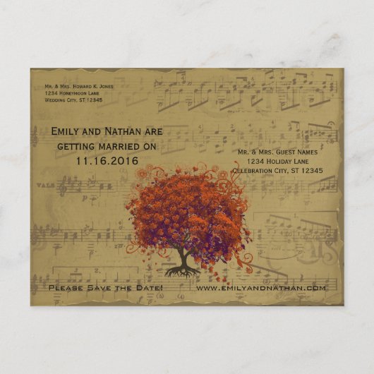 Donkere koraalbladstructuur Bewaar datum Aankondigingskaart (Achterkant)