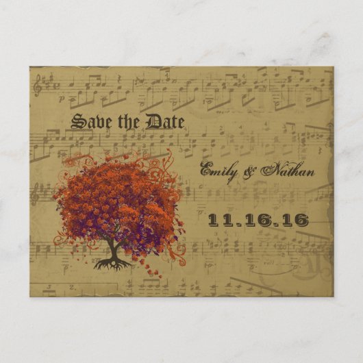 Donkere koraalbladstructuur Bewaar datum Aankondigingskaart (Voorkant)