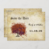 Donkere koraalbladstructuur Bewaar datum Aankondigingskaart (Voorkant / Achterkant)