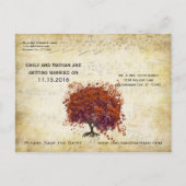 Donkere koraalbladstructuur Bewaar datum Aankondigingskaart (Achterkant)