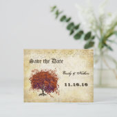 Donkere koraalbladstructuur Bewaar datum Aankondigingskaart (Staand voorkant)