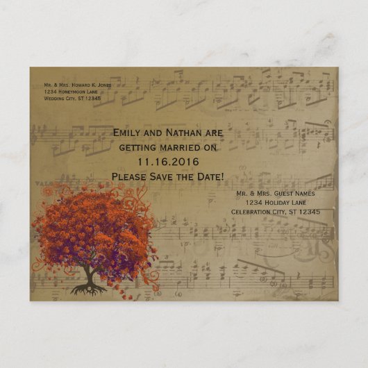 Donkere koraalbladstructuur Bewaar datum Aankondigingskaart (Achterkant)