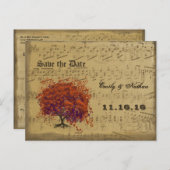 Donkere koraalbladstructuur Bewaar datum Aankondigingskaart (Voorkant / Achterkant)