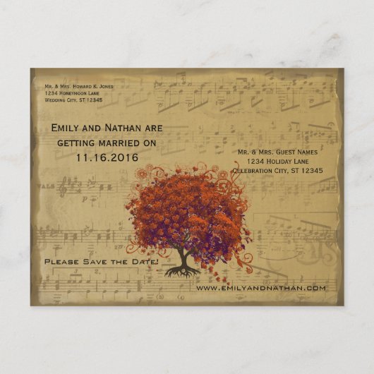 Donkere koraalbladstructuur Bewaar datum Aankondigingskaart (Achterkant)