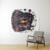 Donkere Kosmische Draak Feeënkunst Wandkleed (In Situ (horizontaal))