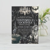 Donkere  kostuums en cocktails Halloween Kaart (Staand voorkant)