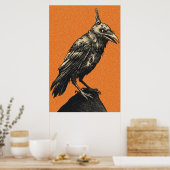 Donkere Kraai Geperst op Getande Rots Poster (Keuken)