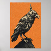 Donkere Kraai Geperst op Getande Rots Poster (Voorkant)