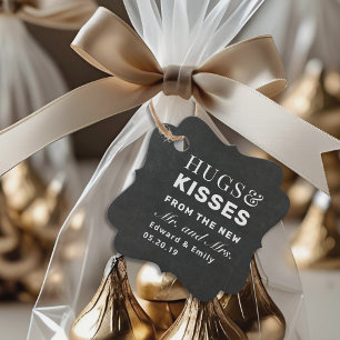 Donkere krijt Omhelzingen en Kusjes Trouw Chocolad Bedankjes Labels