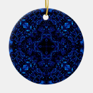 Donkere kristal 1 blauw keramisch ornament