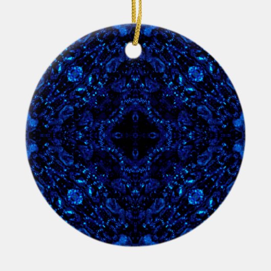 Donkere kristal 1 blauw keramisch ornament (Voorkant)