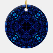Donkere kristal 1 blauw keramisch ornament (Achterkant)