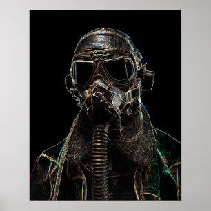 Donkere Kunst WWII Piloot poster van J.W. Fatherre
