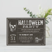 Donkere  label Skulls Halloween Party Kaart (Staand voorkant)