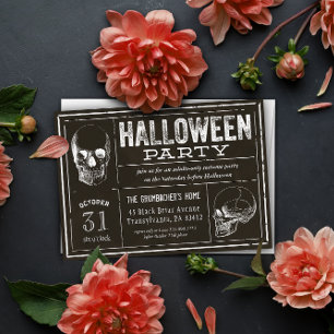 Donkere  label Skulls Halloween Party Kaart