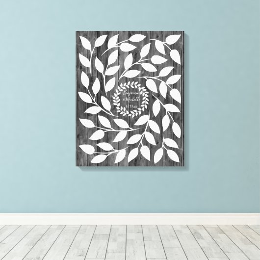 Donkere Laurel - 50 Handtekening Canvas Guest Book (Insitu (Houten vloer))