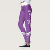 Donkere lavender florale witte strepen en noem mod leggings (Links)
