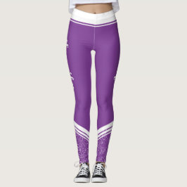 Donkere lavender florale witte strepen en noem mod leggings