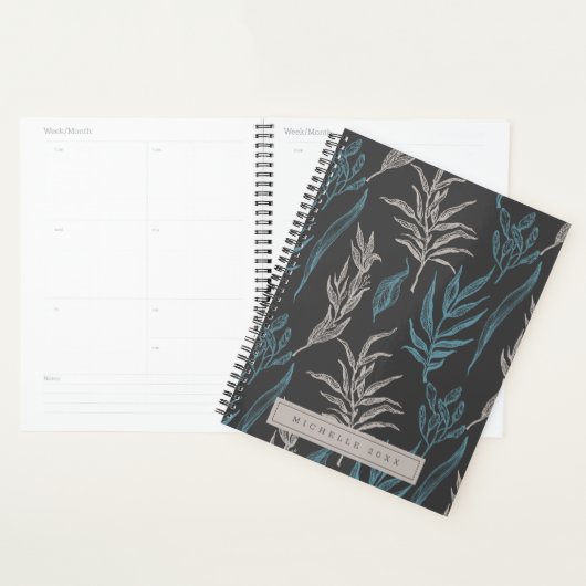 Donkere  Leaves Brown Modern Personalized Planner (Display)