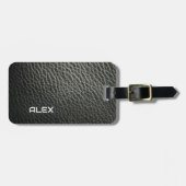 Donkere lederen textuur - rijk realistisch patroon bagagelabel (Voorkant horizontaal)