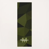Donkere legergroene zwarte geometrie mesh Monogram Yogamat (Voorkant)