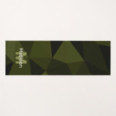 Donkere legergroene zwarte geometrie mesh Monogram Yogamat (Voorkant (horizontaal))