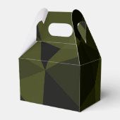 Donkere legergroene zwarte geometrische maaspatron bedankdoosjes (Achterkant)