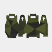 Donkere legergroene zwarte geometrische maaspatron bedankdoosjes (Uitgevouwen)
