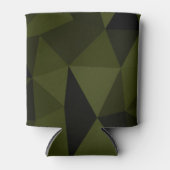 Donkere legergroene zwarte geometrische maaspatron blikjeskoeler (Voorkant)