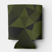 Donkere legergroene zwarte geometrische maaspatron blikjeskoeler (Achterkant)