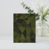 Donkere legergroene zwarte geometrische maaspatron briefkaart (Staand voorkant)
