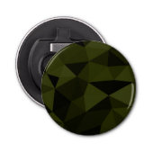 Donkere legergroene zwarte geometrische maaspatron button flesopener (Voorkant)