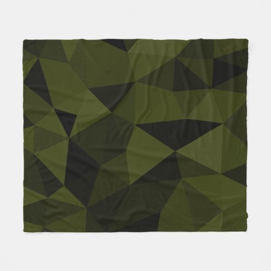 Donkere legergroene zwarte geometrische maaspatron fleece deken (Voorkant (Horizontaal))