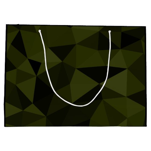 Donkere legergroene zwarte geometrische maaspatron groot cadeauzakje (Achterkant)