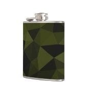 Donkere legergroene zwarte geometrische maaspatron heupfles (Links)